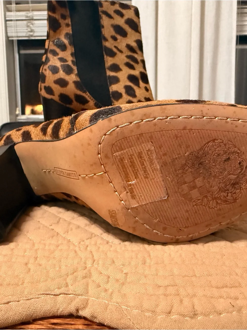 Vince Camuto Leopard-Print Haircalf Ankle Boot in Brown and Black